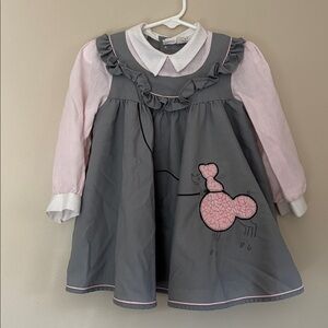 Vintage pink poodle pinafore toddler dress